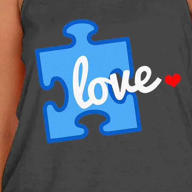 Autism Awareness Puzzle Piece Gift Women's Knotted Racerback Tank