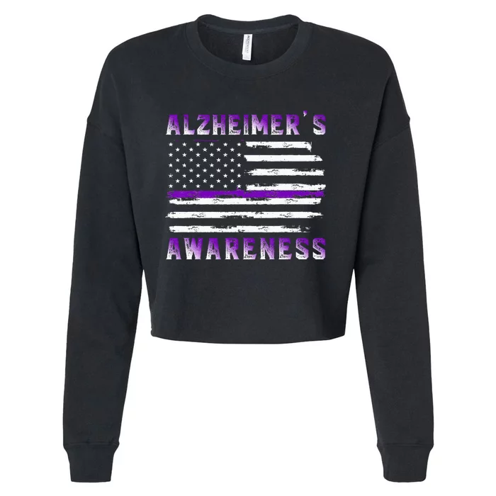 Alzheimer Awareness Purple Ribbon The End Of Alzheimers Cropped Pullover Crew