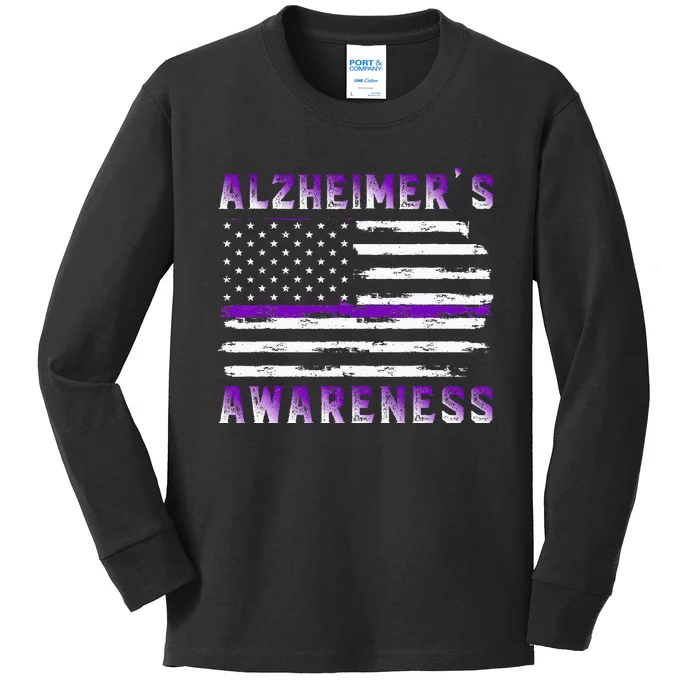 Alzheimer Awareness Purple Ribbon The End Of Alzheimers Kids Long Sleeve Shirt