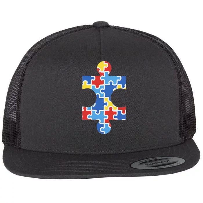 Autism Awareness Puzzle Piece Pocket Autistic Gift Flat Bill Trucker Hat