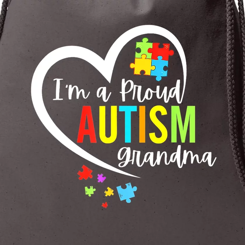 Autism Awareness Puzzle Im A Proud Grandma Love Heart Gift Drawstring Bag