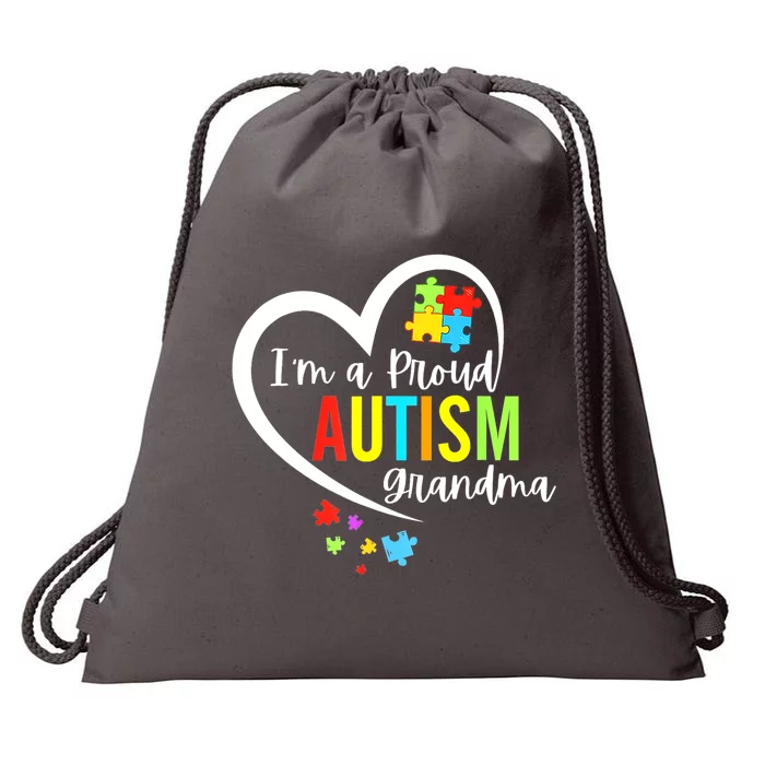 Autism Awareness Puzzle Im A Proud Grandma Love Heart Gift Drawstring Bag