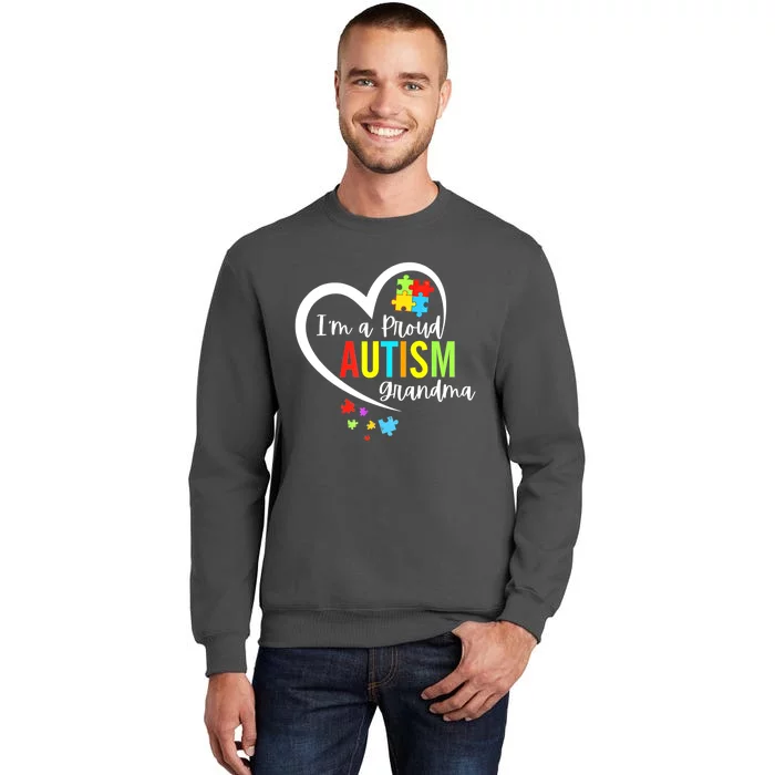 Autism Awareness Puzzle Im A Proud Grandma Love Heart Gift Tall Sweatshirt