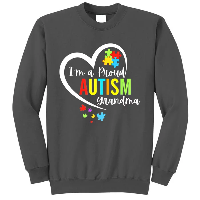 Autism Awareness Puzzle Im A Proud Grandma Love Heart Gift Tall Sweatshirt