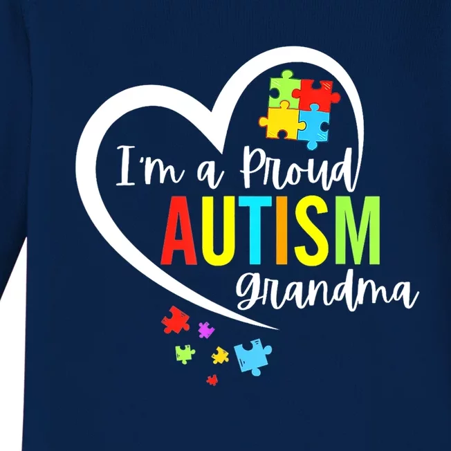 Autism Awareness Puzzle Im A Proud Grandma Love Heart Gift Baby Long Sleeve Bodysuit