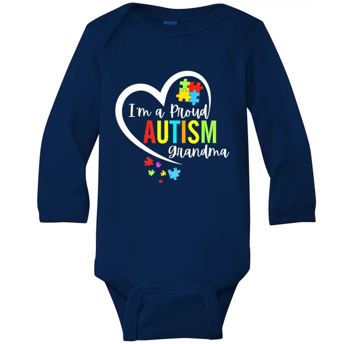 Autism Awareness Puzzle Im A Proud Grandma Love Heart Gift Baby Long Sleeve Bodysuit