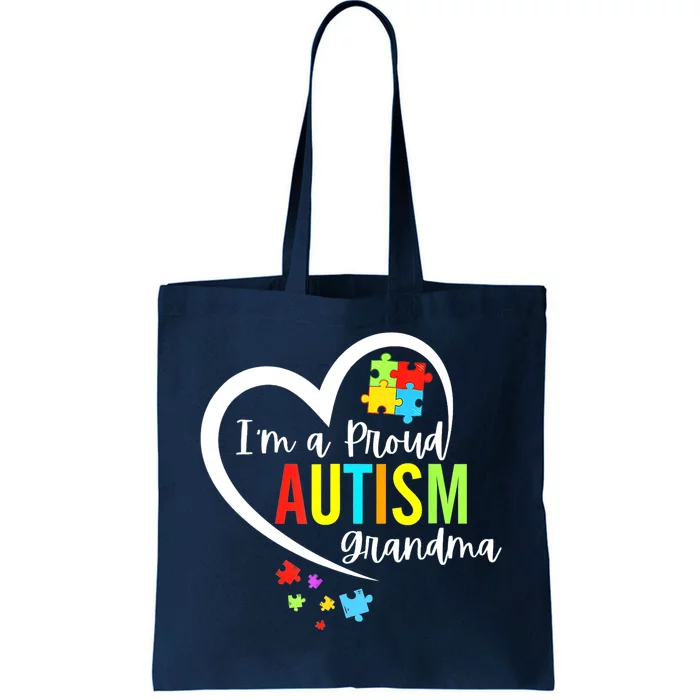 Autism Awareness Puzzle Im A Proud Grandma Love Heart Gift Tote Bag