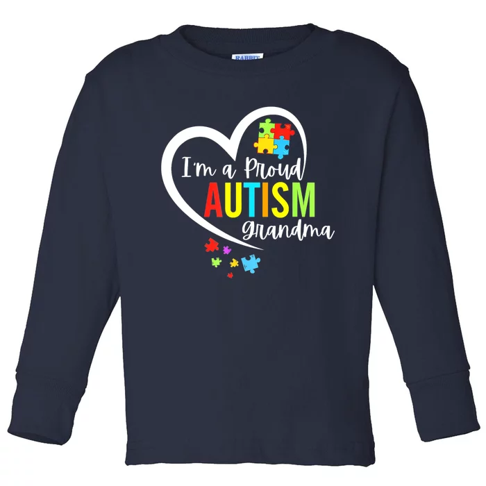 Autism Awareness Puzzle Im A Proud Grandma Love Heart Gift Toddler Long Sleeve Shirt