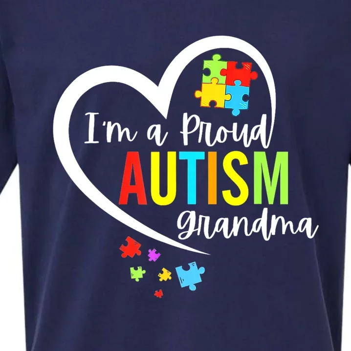 Autism Awareness Puzzle Im A Proud Grandma Love Heart Gift Sueded Cloud Jersey T-Shirt