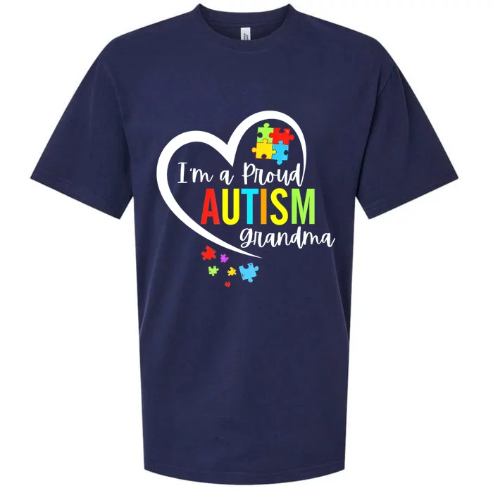 Autism Awareness Puzzle Im A Proud Grandma Love Heart Gift Sueded Cloud Jersey T-Shirt