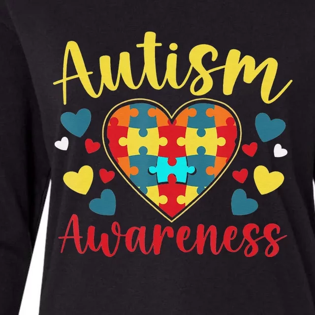 Autism Awareness Puzzle Piece Love Autistic Support Womens Cotton Relaxed Long Sleeve T-Shirt