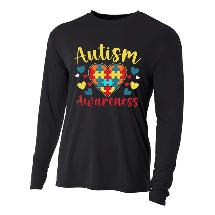 Autism Awareness Puzzle Piece Love Autistic Support Cooling Performance Long Sleeve Crew