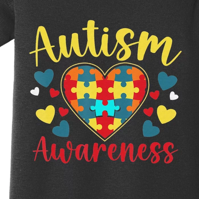 Autism Awareness Puzzle Piece Love Autistic Support Baby Bodysuit