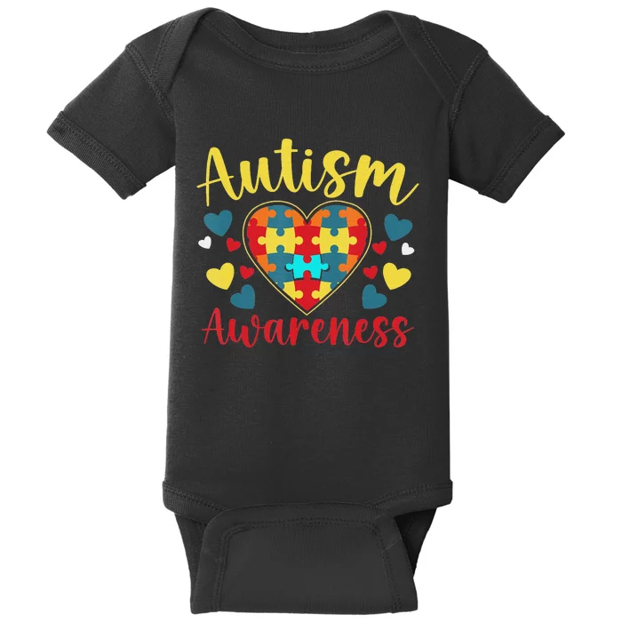 Autism Awareness Puzzle Piece Love Autistic Support Baby Bodysuit