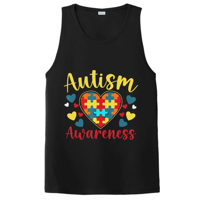 Autism Awareness Puzzle Piece Love Autistic Support Performance Tank