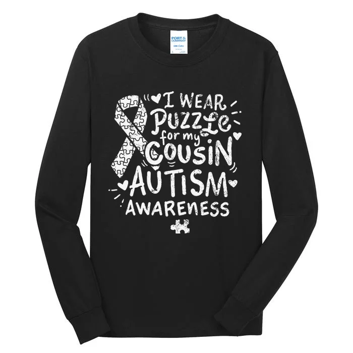 Autism Awareness Puzzle Ribbon Gift Cousin Tall Long Sleeve T-Shirt