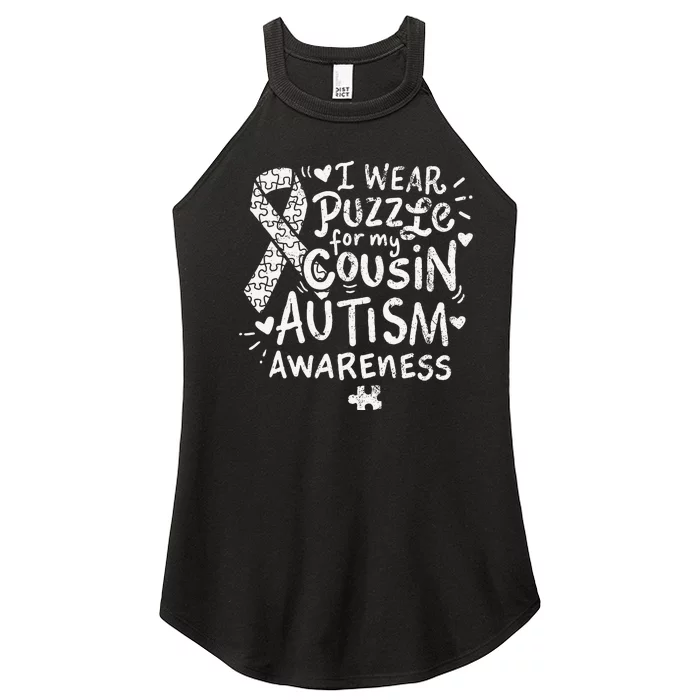 Autism Awareness Puzzle Ribbon Gift Cousin Women’s Perfect Tri Rocker Tank