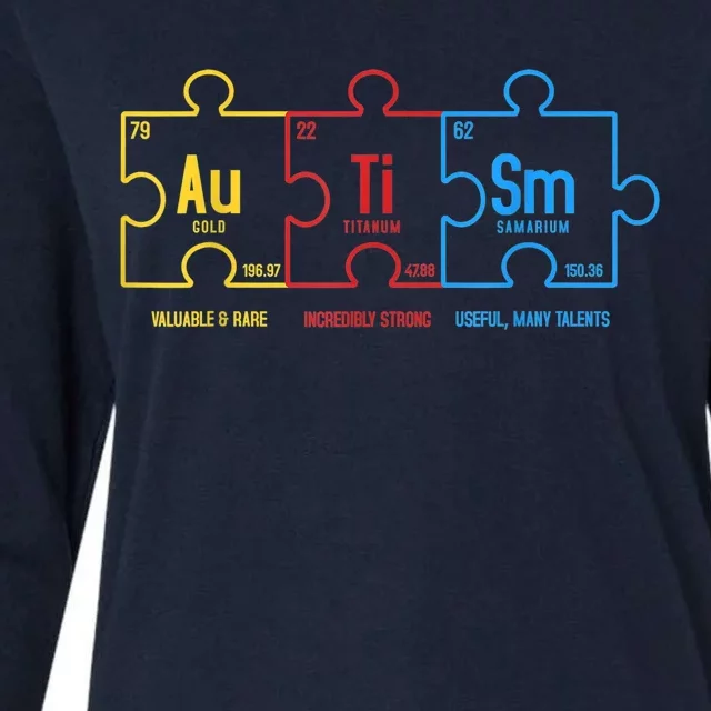 Autism Awareness Puzzle Elements Design Womens Cotton Relaxed Long Sleeve T-Shirt