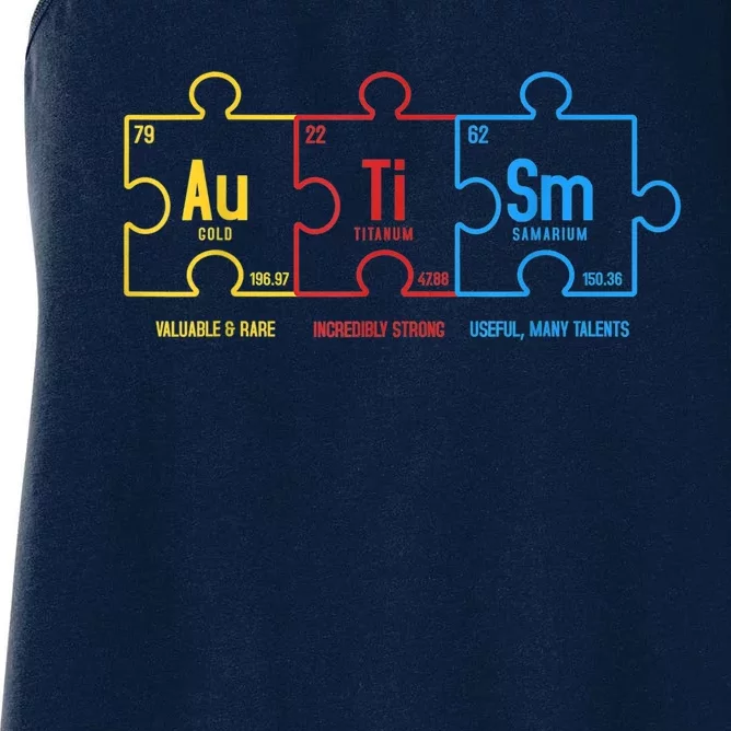 Autism Awareness Puzzle Elements Design Women's Racerback Tank