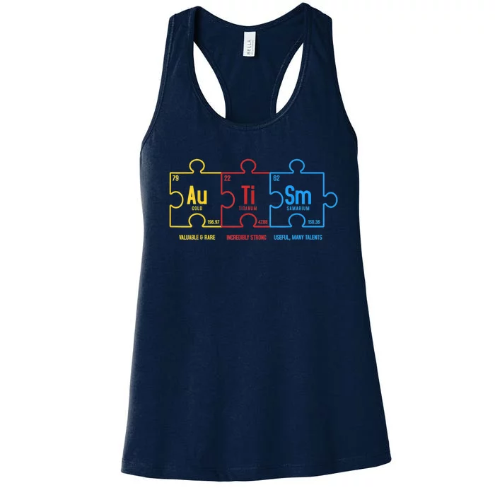 Autism Awareness Puzzle Elements Design Women's Racerback Tank