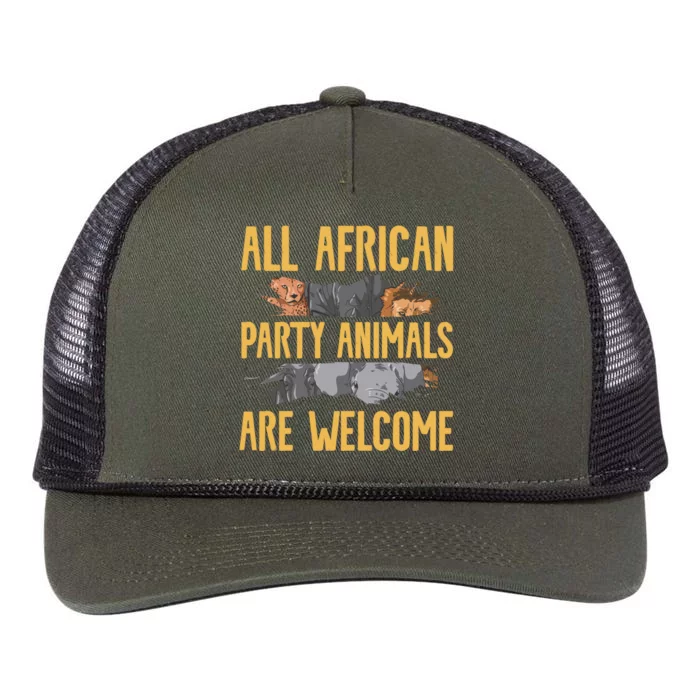 All African Party Animals Are Welcome Safari Family Vacation Gift Retro Rope Trucker Hat Cap