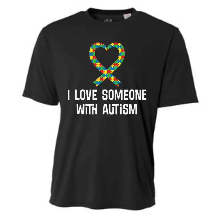 Autism Awareness Puzzle Ribbon Heart Cooling Performance Crew T-Shirt