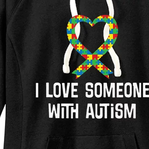 Autism Awareness Puzzle Ribbon Heart Women's Fleece Hoodie