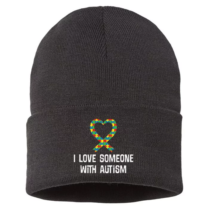 Autism Awareness Puzzle Ribbon Heart Sustainable Knit Beanie