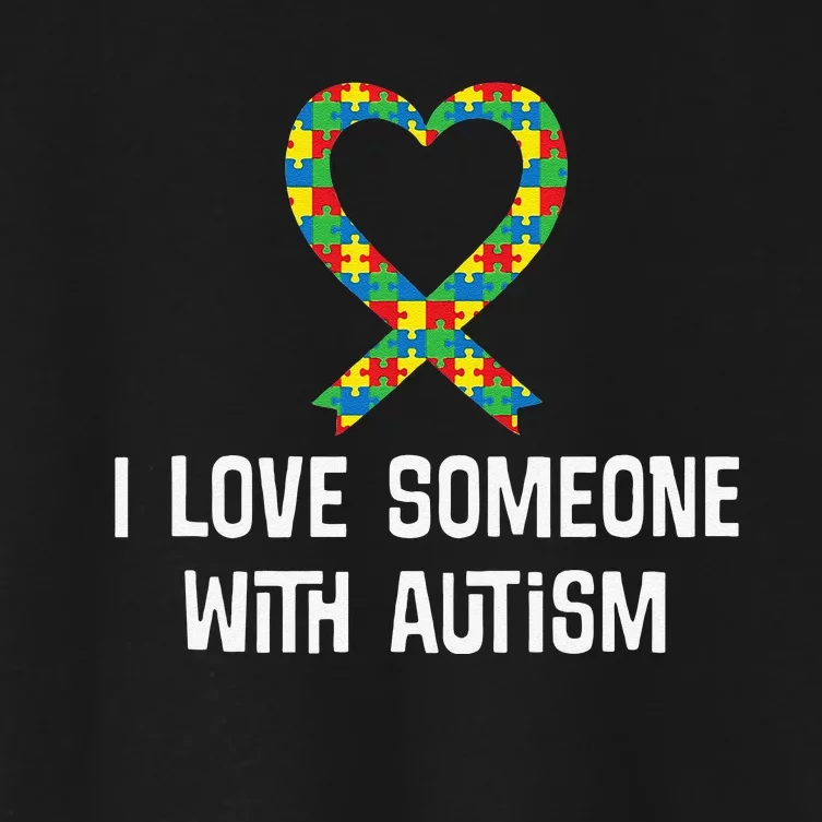 Autism Awareness Puzzle Ribbon Heart Women's Crop Top Tee