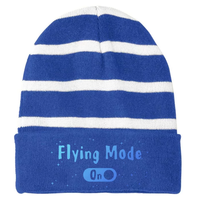 Airplane Airline Pilot Aviation Aircraft Flying Mode Flight Gift Striped Beanie with Solid Band