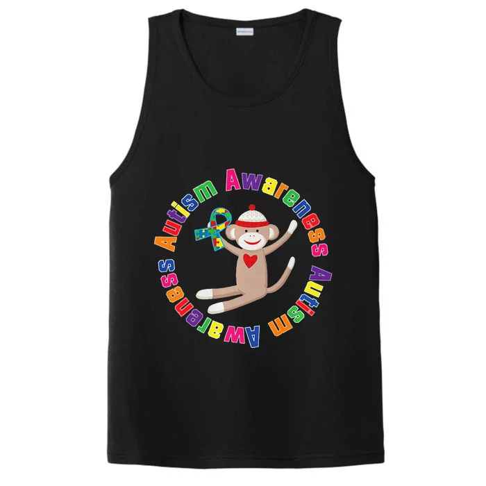 Autism Awareness Puzzle Ribbon Support Performance Tank