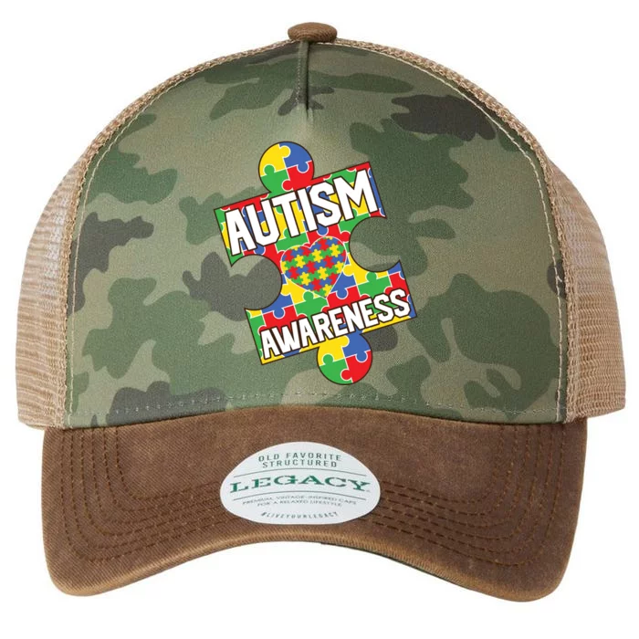 Autism Awareness Puzzle Piece Awareness Legacy Tie Dye Trucker Hat