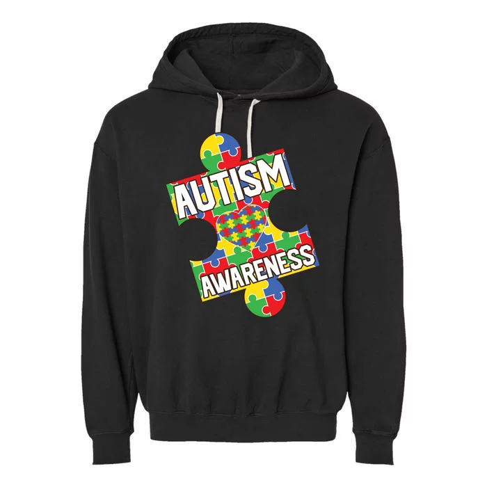 Autism Awareness Puzzle Piece Awareness Garment-Dyed Fleece Hoodie