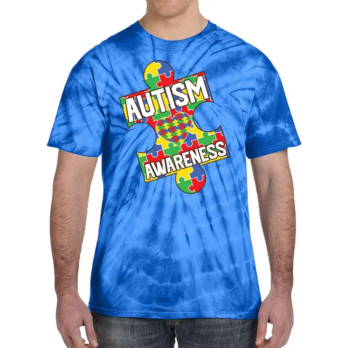 Autism Awareness Puzzle Piece Awareness Tie-Dye T-Shirt