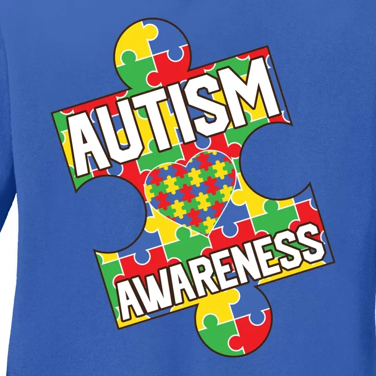 Autism Awareness Puzzle Piece Awareness Ladies Long Sleeve Shirt