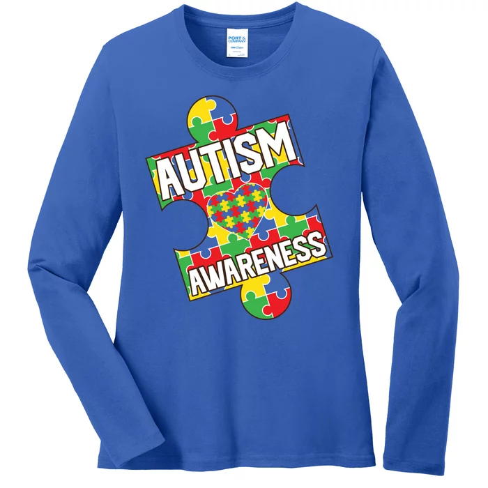 Autism Awareness Puzzle Piece Awareness Ladies Long Sleeve Shirt