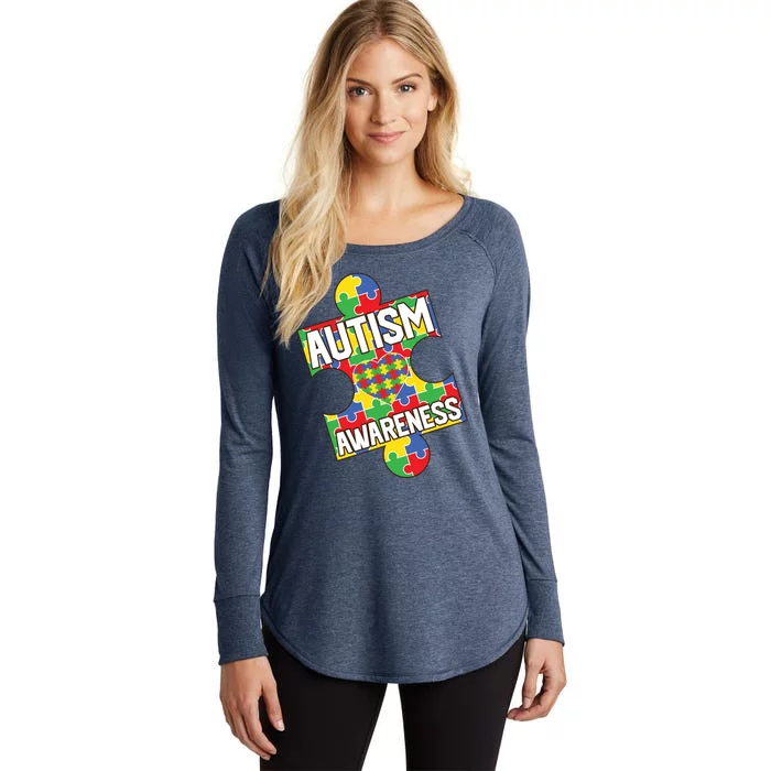 Autism Awareness Puzzle Piece Awareness Women's Perfect Tri Tunic Long Sleeve Shirt