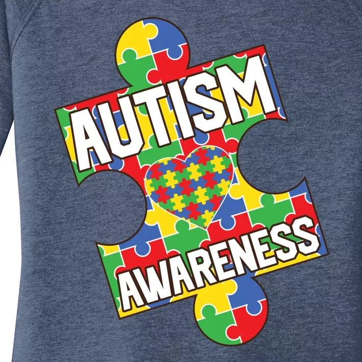 Autism Awareness Puzzle Piece Awareness Women's Perfect Tri Tunic Long Sleeve Shirt