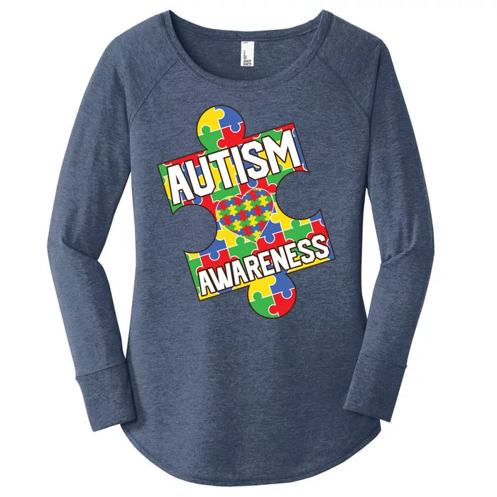 Autism Awareness Puzzle Piece Awareness Women's Perfect Tri Tunic Long Sleeve Shirt