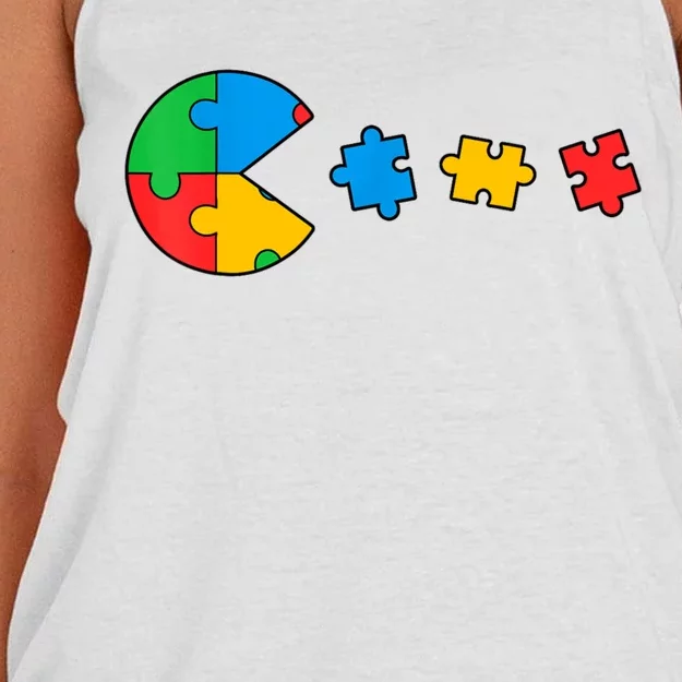 Autism Awareness Puzzles Funny Puzzle Pieces Women's Knotted Racerback Tank