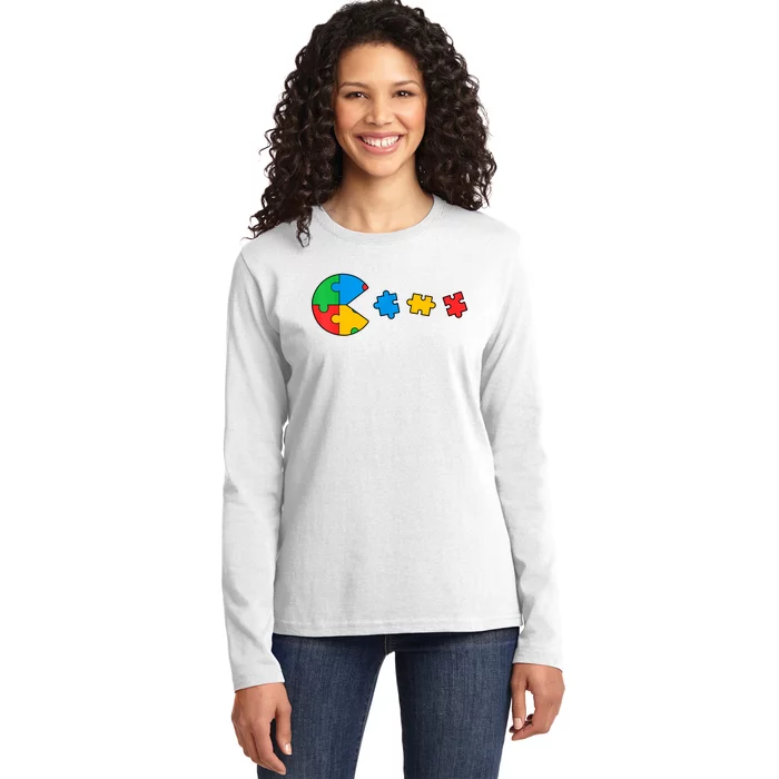 Autism Awareness Puzzles Funny Puzzle Pieces Ladies Long Sleeve Shirt