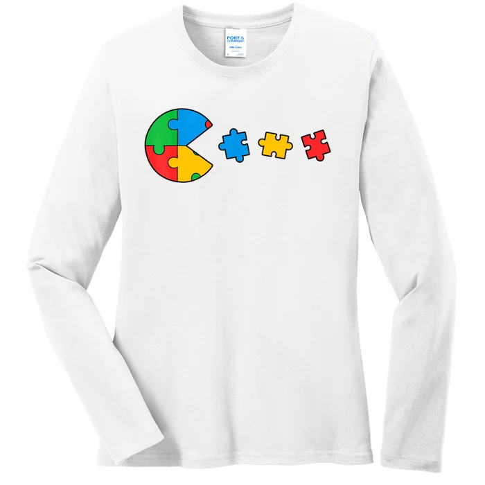 Autism Awareness Puzzles Funny Puzzle Pieces Ladies Long Sleeve Shirt