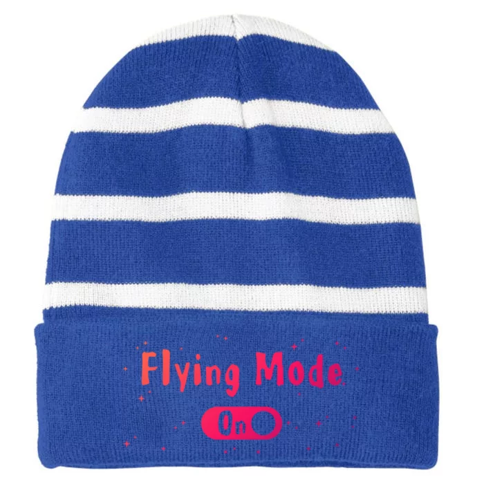 Airplane Airline Pilot Aviation Aircraft Flying Mode Flight Gift Striped Beanie with Solid Band