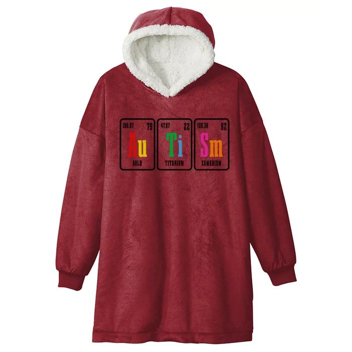 Autism Awareness Periodic Table Elets Neurodiversity Gift Hooded Wearable Blanket