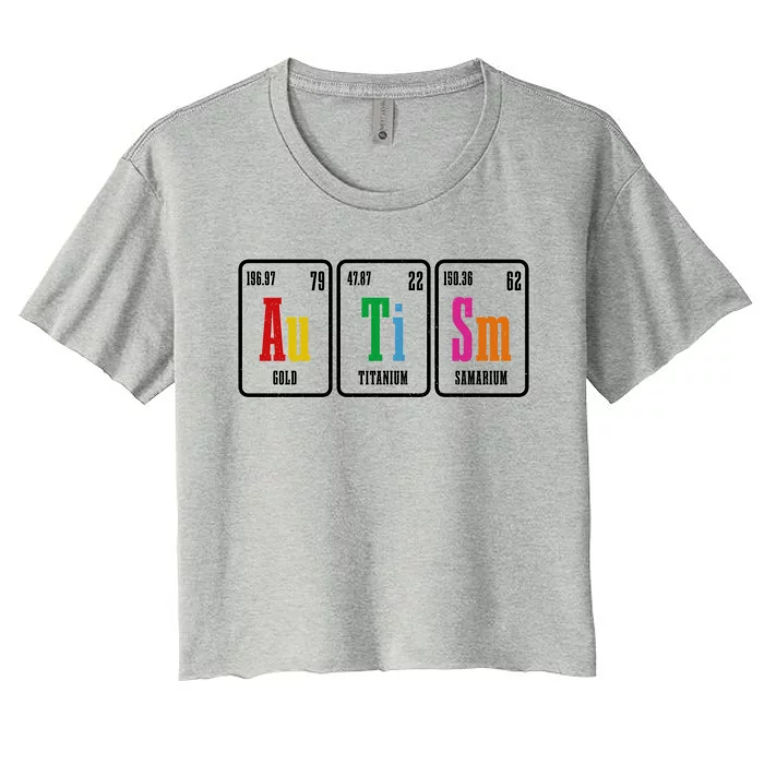 Autism Awareness Periodic Table Elets Neurodiversity Gift Women's Crop Top Tee