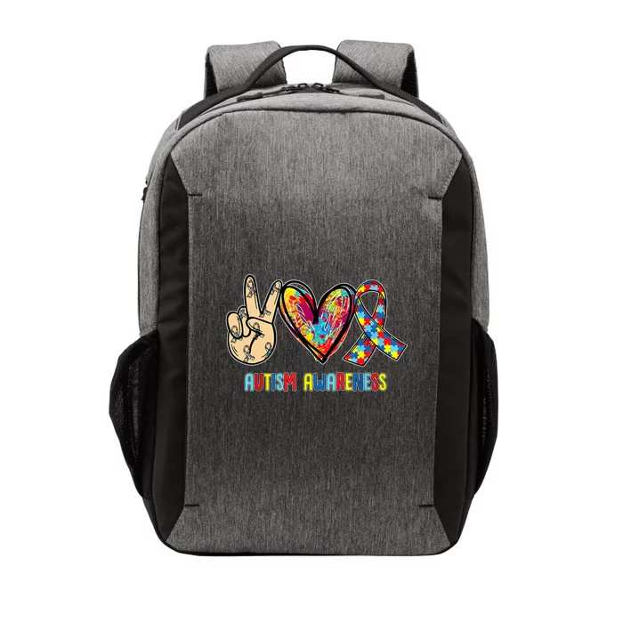 Autism Awareness Peace Love Autism Vector Backpack