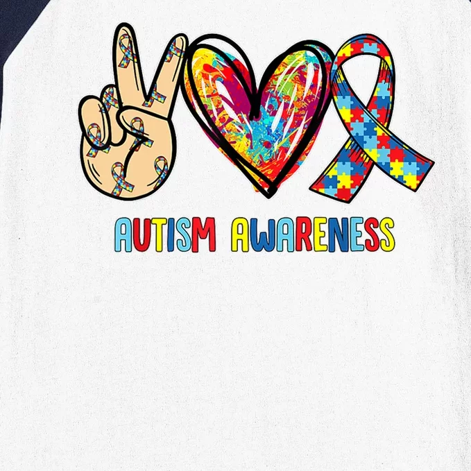 Autism Awareness Peace Love Autism Baseball Sleeve Shirt