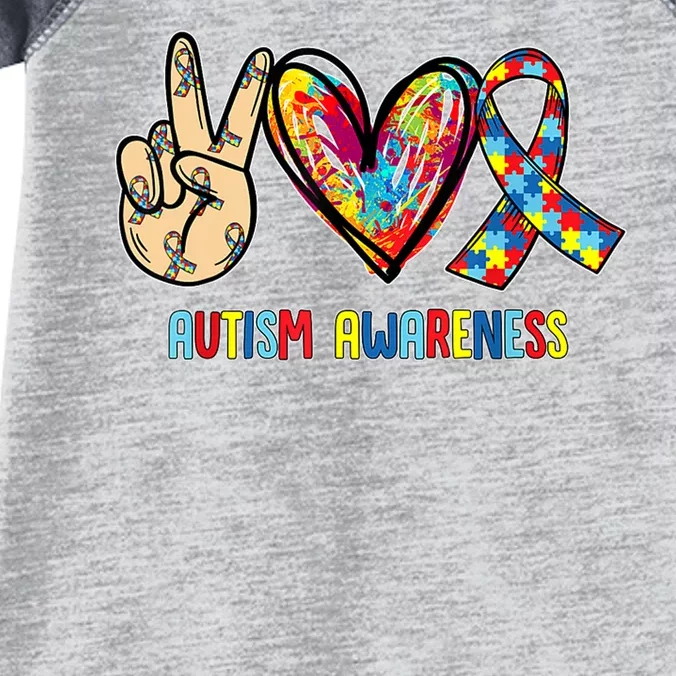 Autism Awareness Peace Love Autism Infant Baby Jersey Bodysuit