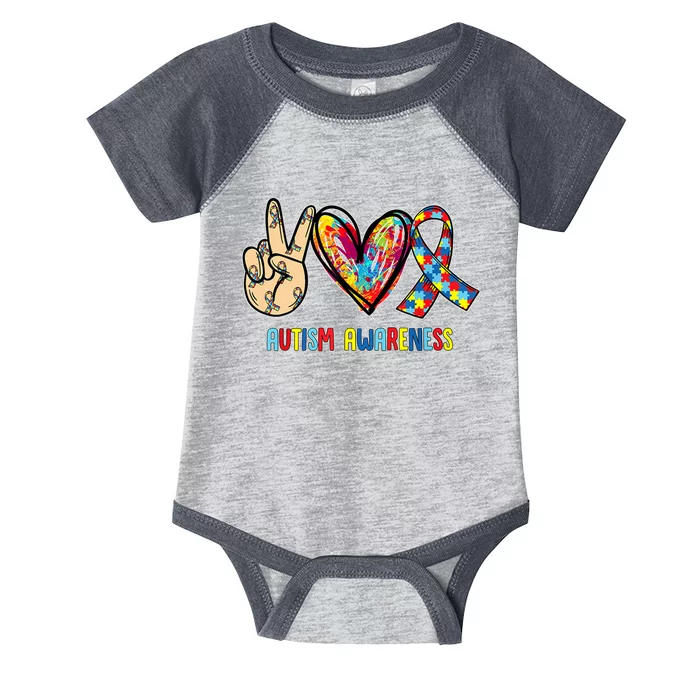 Autism Awareness Peace Love Autism Infant Baby Jersey Bodysuit