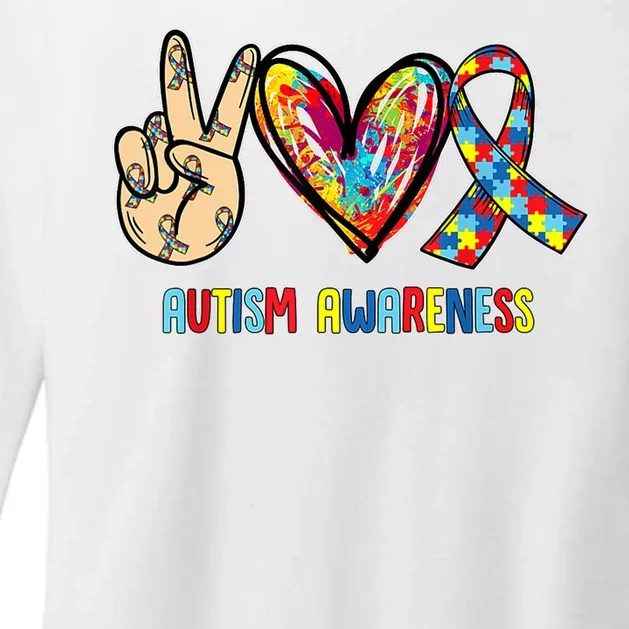 Autism Awareness Peace Love Autism Womens CVC Long Sleeve Shirt